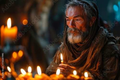 Cherubic Monk in Church Devotion