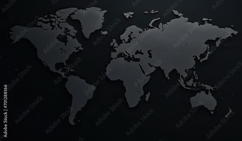 black world map on a white background