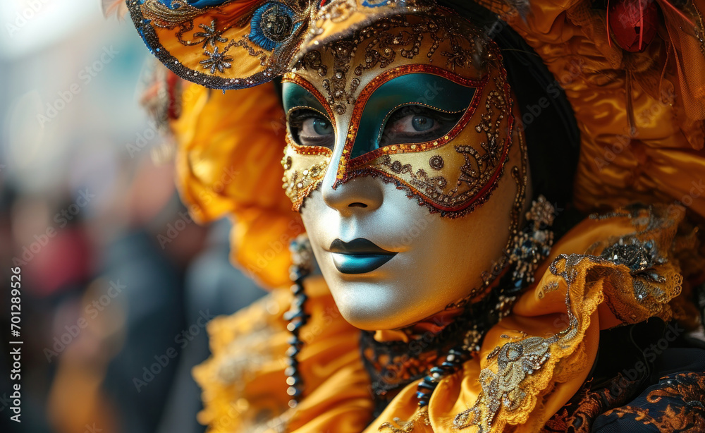Colorful Mardi gras carnival masks. Traditional Venice festival