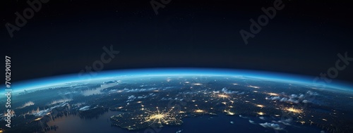the earth seen from space in the style of bokeh panoram