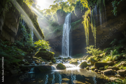 waterfall in the meddle of frost background generate by ai 