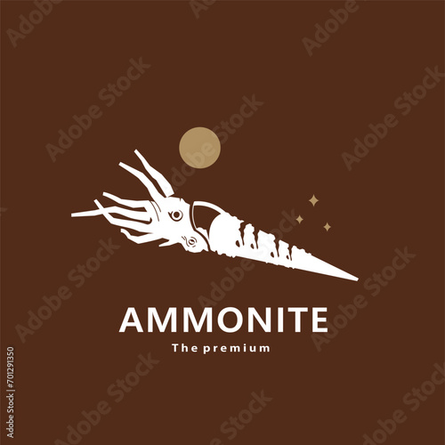 animal ammonite natural logo vector icon silhouette retro hipster	