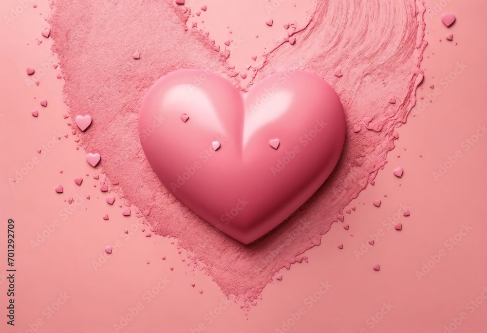 Pink heart isolated background texture. Holiday Saint Valentine's day love concept. Wide screen wallpaper. Panoramic web banner with copy space for design.