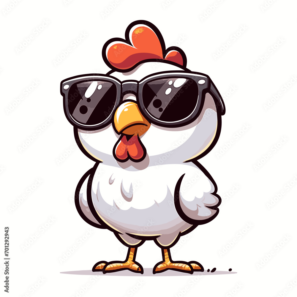 Fotografie cartoon chiocken with sunglasses