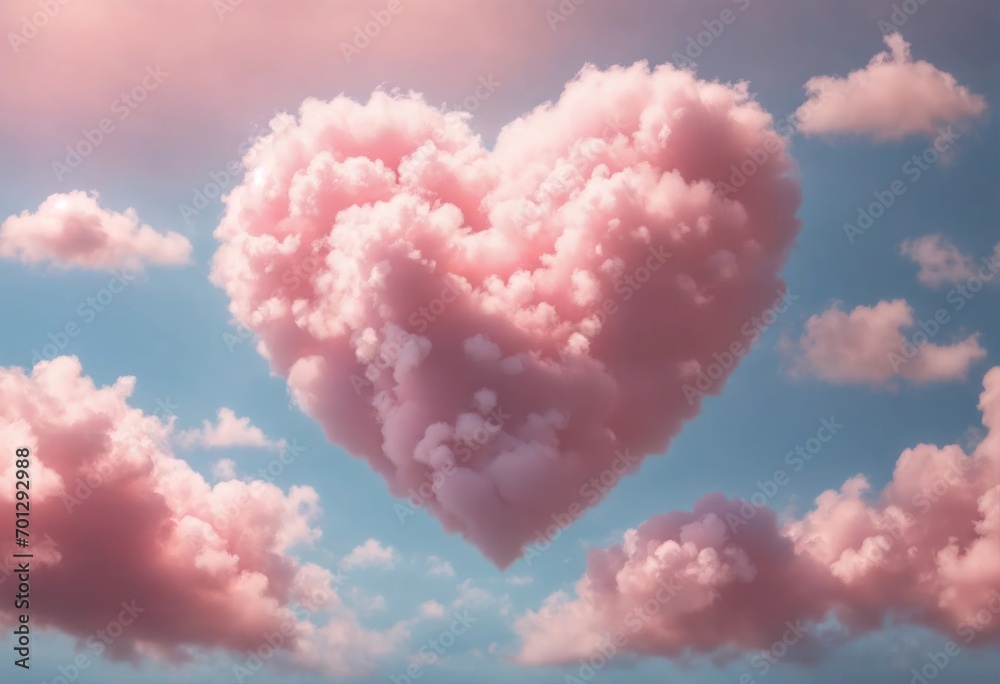 Pink heart made of clouds background texture. Holiday Saint Valentine's day love concept. Wide screen wallpaper. Panoramic web banner with copy space for design. Pink heart made of clouds background texture. Holiday Saint Valentine's day love concept. Wide screen wallpaper. Panoramic web banner with copy space for design.