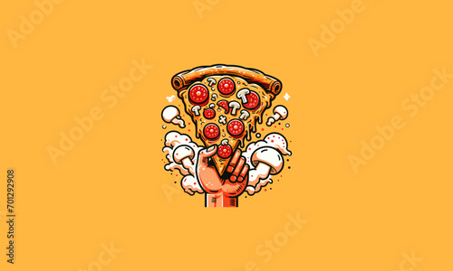hand hold pizza vector illustration flat design