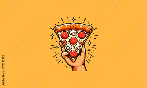 hand hold pizza vector illustration flat design