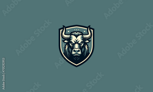 head bull angry with shield vector logo design