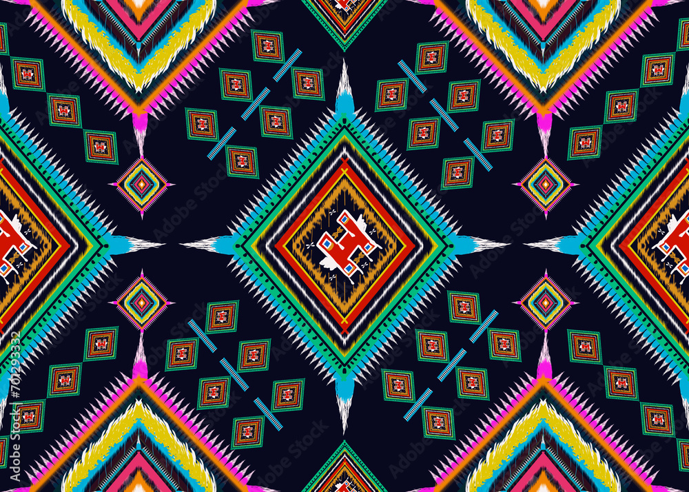 Beautiful Ikat tribal Indian seamless pattern ethnic.