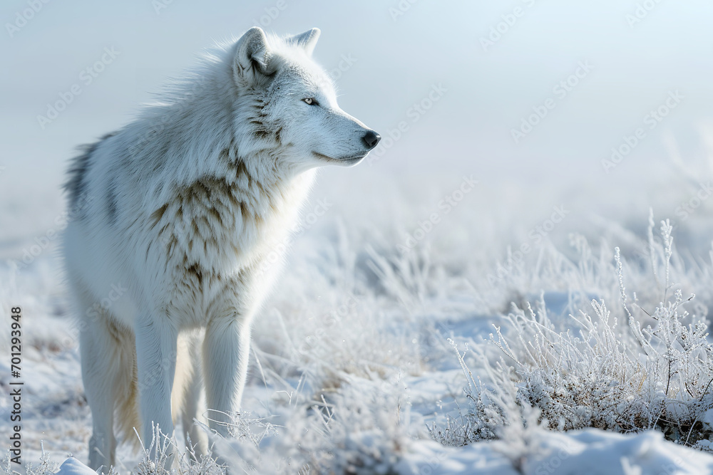 white wolf in snow