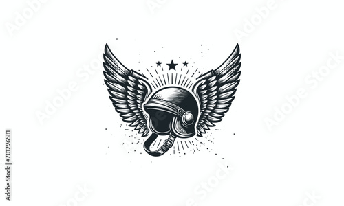 helmet with wings vector illustration flat design