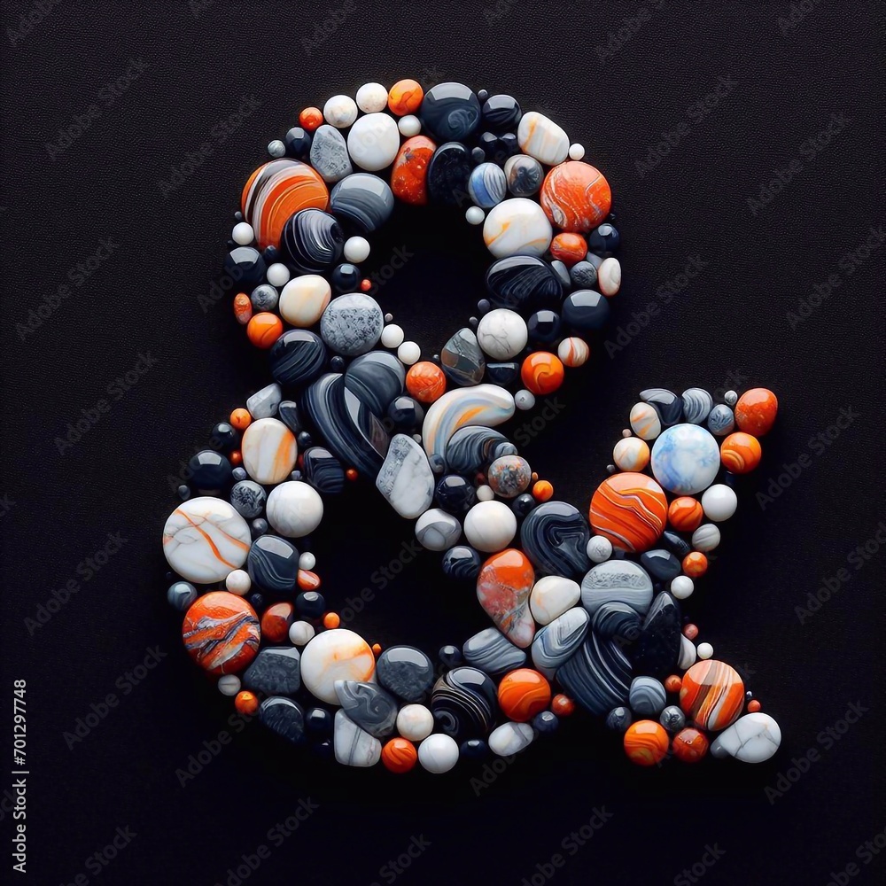 Ampersand shape made of marble pebbles. AI generated illustration Ampersand shape made of marble pebbles. AI generated illustration