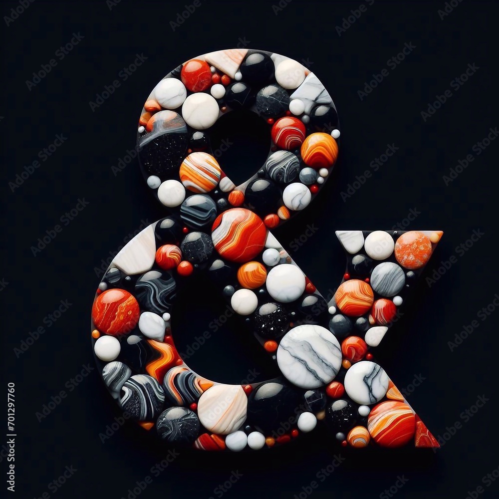 Ampersand shape made of marble pebbles. AI generated illustration Ampersand shape made of marble pebbles. AI generated illustration