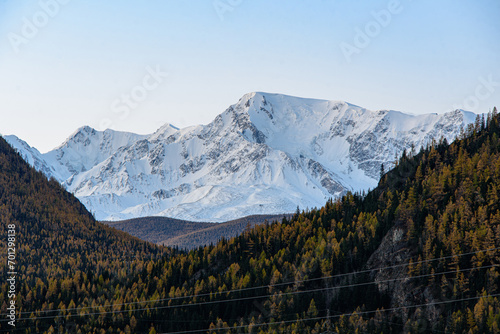 Mountain landscape in autumn. Dawn in the mountains.