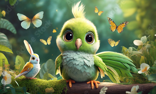 Little parrot mascot design logo  photo