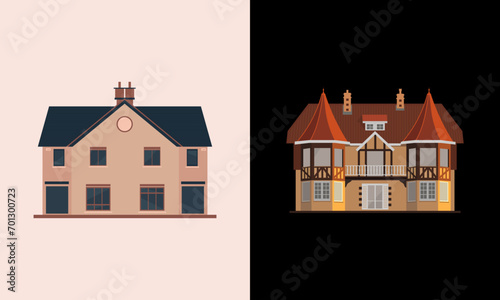 Real estate, house, property, mortgage, home vector illustration. Modern apartment building design.