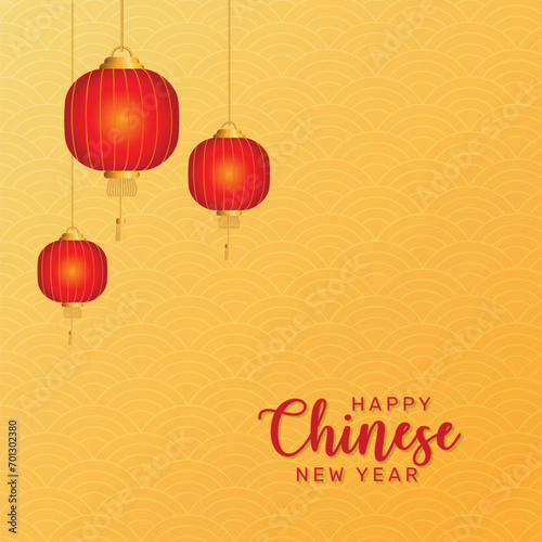 Happy chinese newyear background with lantern decoration