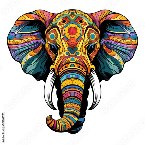 Elephant in bright colourful psychedelic pop art style on white background. © misu