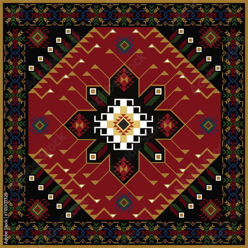  vector ethnic carpet motif pattern, rug motif, tribal pattern