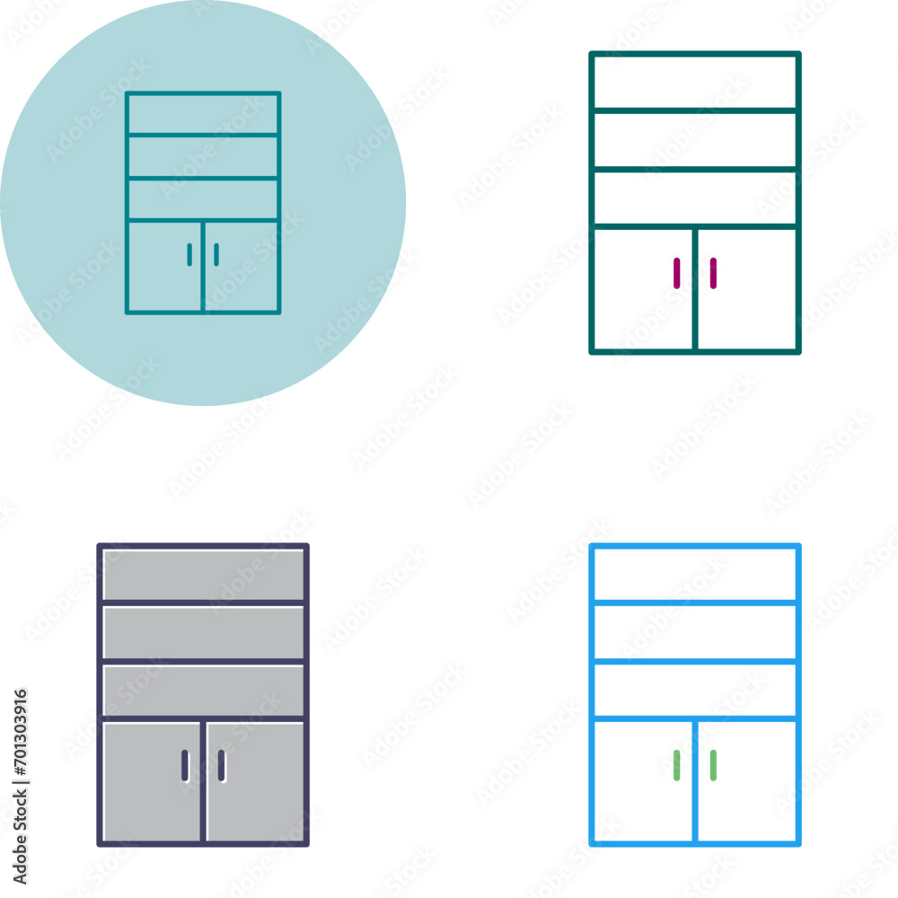Cupboard with Shelves Vector Icon