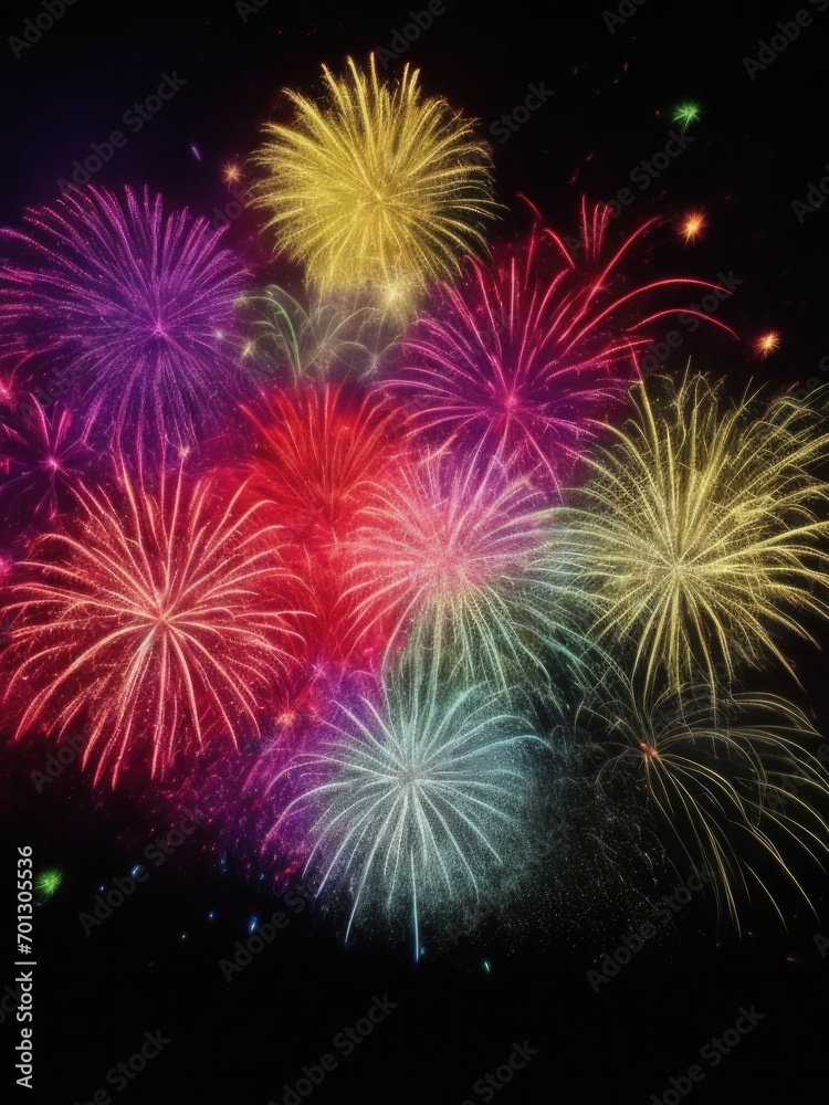 Fototapeta premium Beautiful New Year fireworks in close-up.