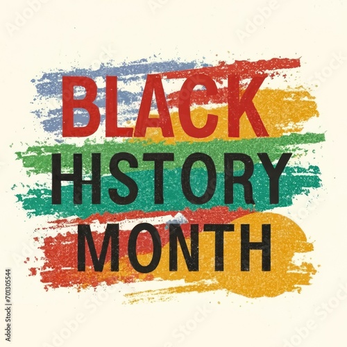 Black History Month poster with a text title. African-American people s equality rights are celebrated. Watercolor style illustration. 