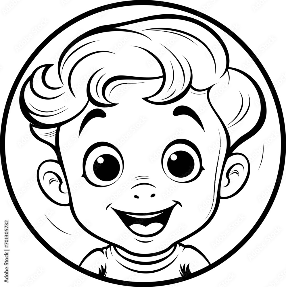 Baby boy emoji vector image, black and white coloring page Baby boy emoji vector image, black and white coloring page