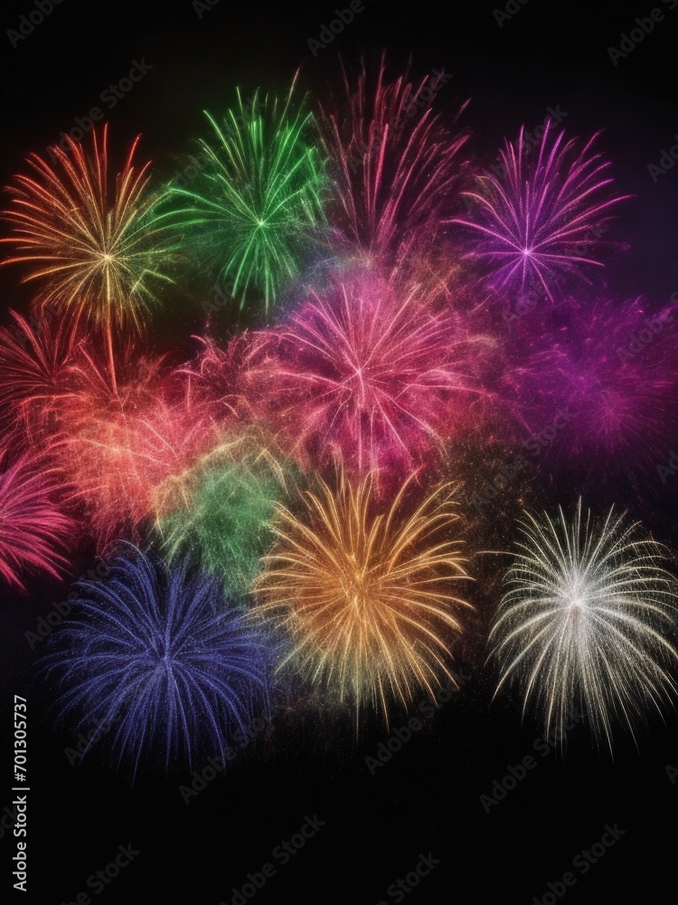 Beautiful New Year fireworks in close-up.