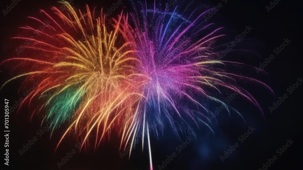 Beautiful New Year fireworks in close-up.