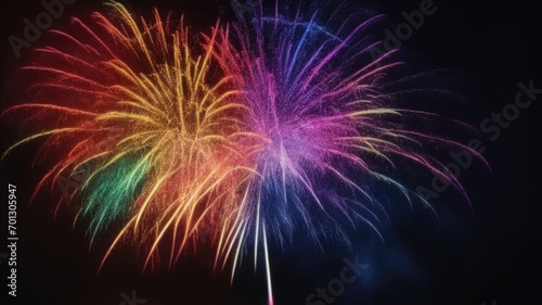 Beautiful New Year fireworks in close-up.