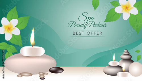 Beauty spa web banner template design. Health and body massage, makeup parlour, salon, cosmetic treatment service marketing vector poster