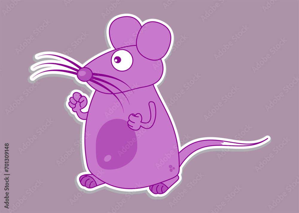 Mouse with big moustache in pink as a profile sticker on a colored background - vector Mouse with big moustache in pink as a profile sticker on a colored background - vector