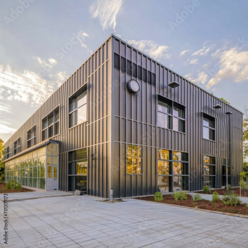exterior of a modern small business unite with warehouse photo