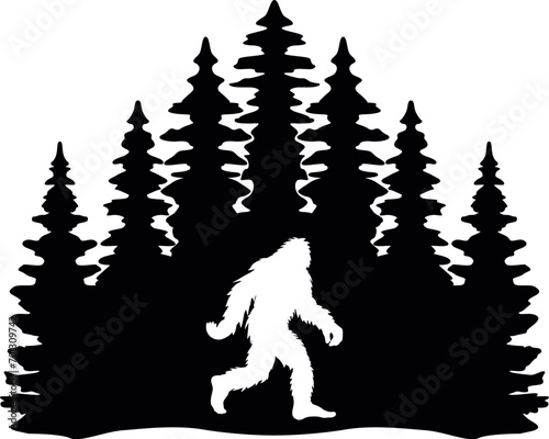 Bigfoot Sasquatch Forest SVG Cut File for Cricut and Silhouette, EPS ,Vector, PNG , JPEG, Zip Folder