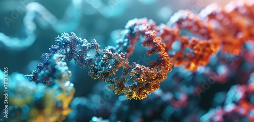 Colourful DNA helix in a dynamic abstract environment. photo