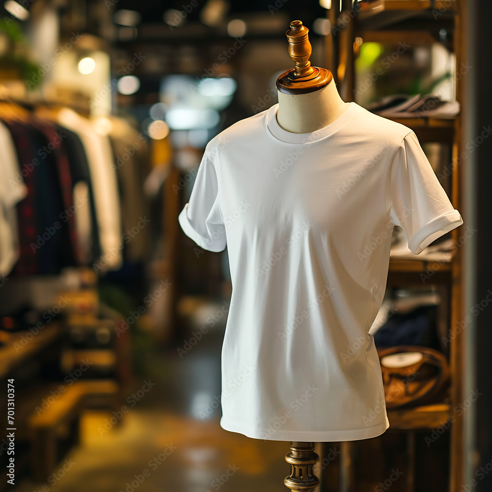 Plain t-shirt in on a mannequin for mockup Plain t-shirt in on a mannequin for mockup