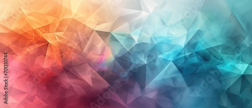 Vibrant low poly abstraction with sharp geometric shapes in orange,red and blue.