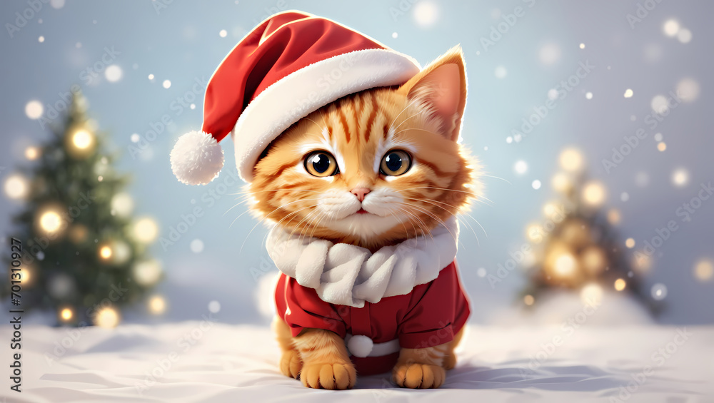 christmas cat with santa hat christmas cat with santa hat
