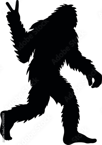 Bigfoot Sasquatch Peace Hand Sign SVG Cut File for Cricut and Silhouette, EPS ,Vector, PNG , JPEG, Zip Folder photo