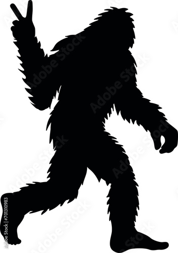 Bigfoot Sasquatch Peace Hand Sign SVG Cut File for Cricut and Silhouette, EPS ,Vector, PNG , JPEG, Zip Folder