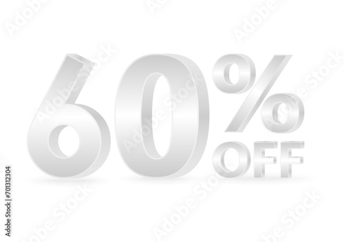 60% or 60 Percent Off Sale Discount. 60% for Banner, Poster or Advertising. Vector Illustration. 