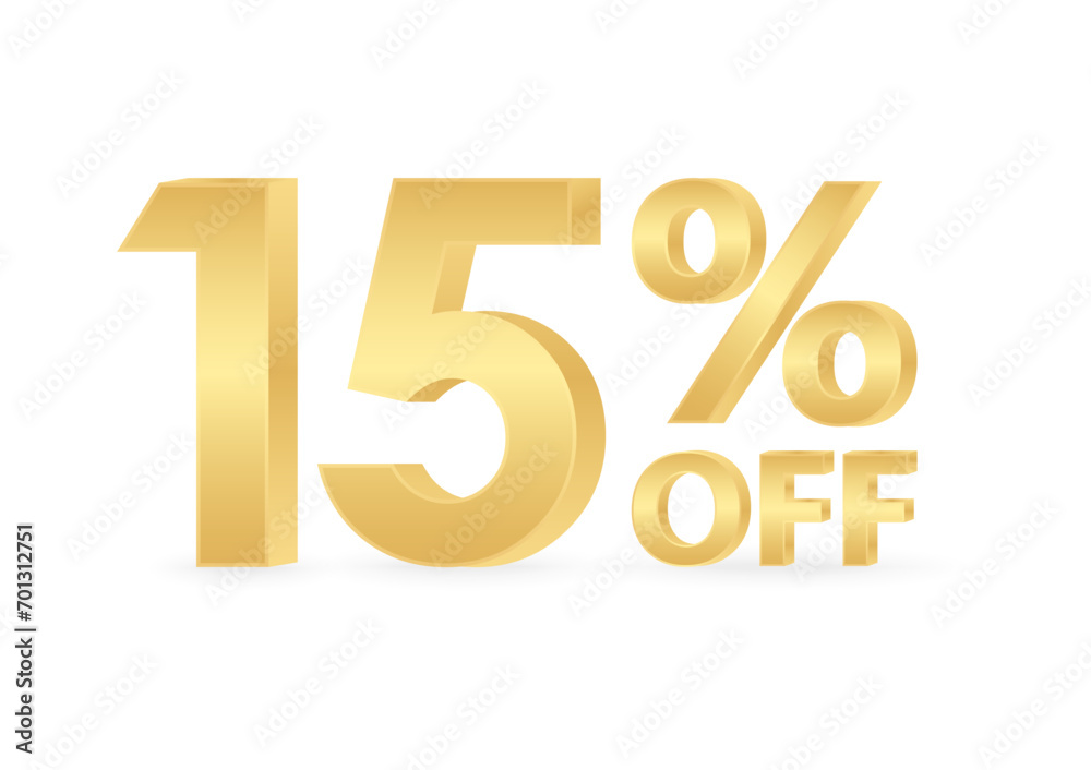 15% or 15 Percent Off Sale Discount. 15% for Banner, Poster or Advertising. Vector Illustration. 15% or 15 Percent Off Sale Discount. 15% for Banner, Poster or Advertising. Vector Illustration.