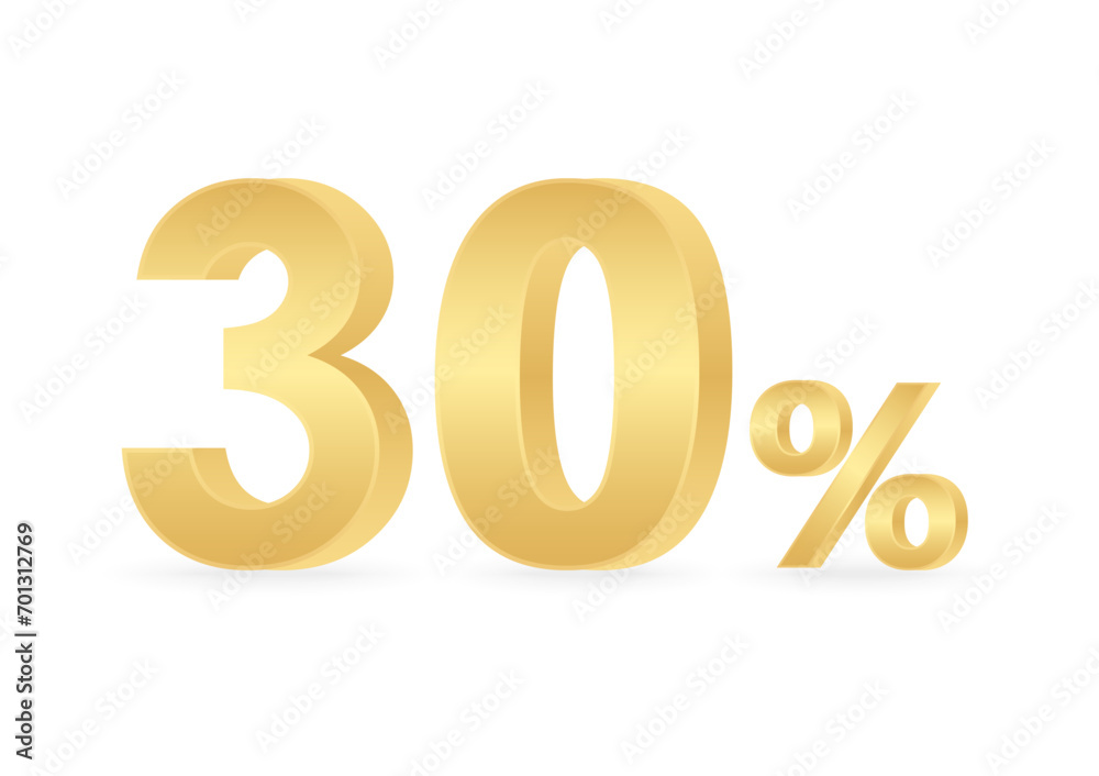 30% or 30 Percent Off Sale Discount. 30% for Banner, Poster or Advertising. Vector Illustration. 30% or 30 Percent Off Sale Discount. 30% for Banner, Poster or Advertising. Vector Illustration.