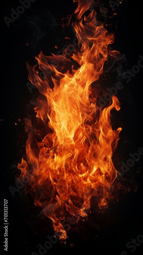The fire is burning on a black background