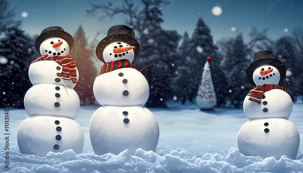 winter season snowmen with hat and scarf suitable as background