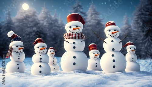 winter season snowmen with hat and scarf suitable as background © Frantisek