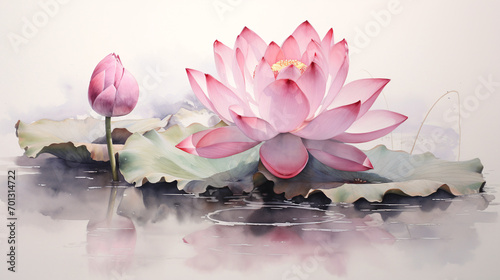 pink lotus flower painting