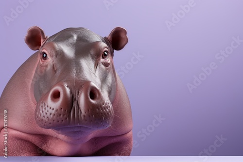 A polished  ultra-realistic wooden hippo with a pouty look is displayed on a table.