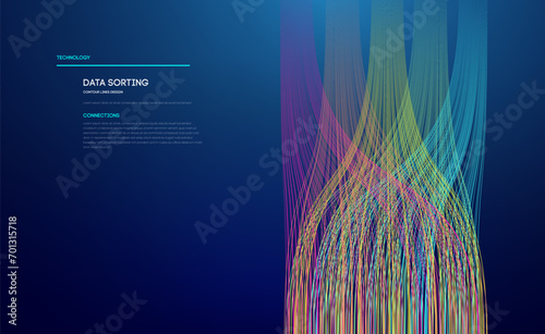 Data sorting colorful lines background. Data flow technology illustration photo