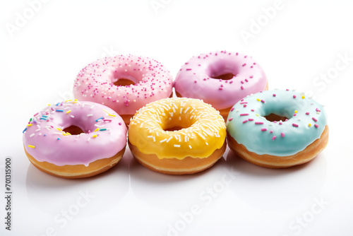colorful doughnuts with white background